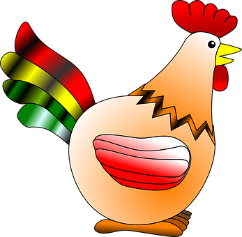 Colorful Cartoon Chicken Illustration