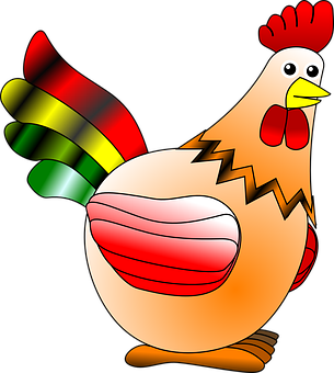 Colorful Cartoon Chicken