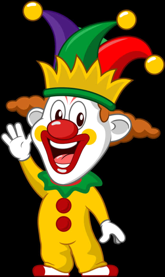 Colorful Cartoon Clown Waving