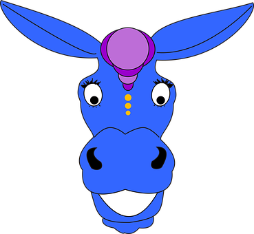 Colorful Cartoon Donkey Head