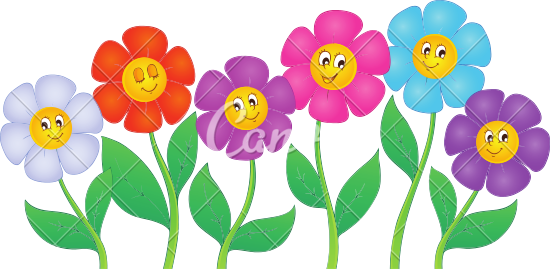 Colorful Cartoon Flowers With Faces