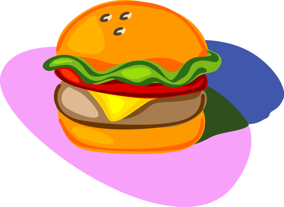 Colorful Cartoon Hamburger Illustration