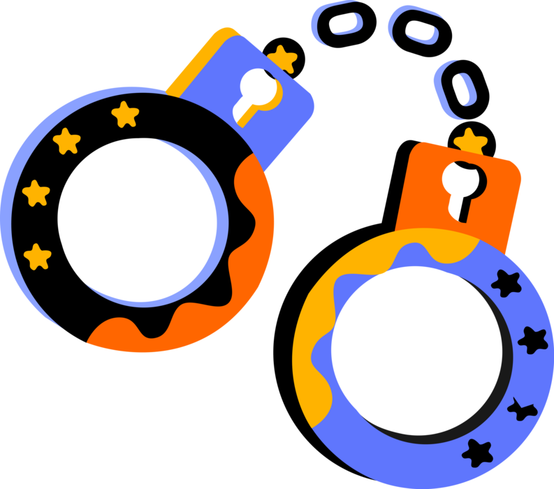 Colorful Cartoon Handcuffs Illustration