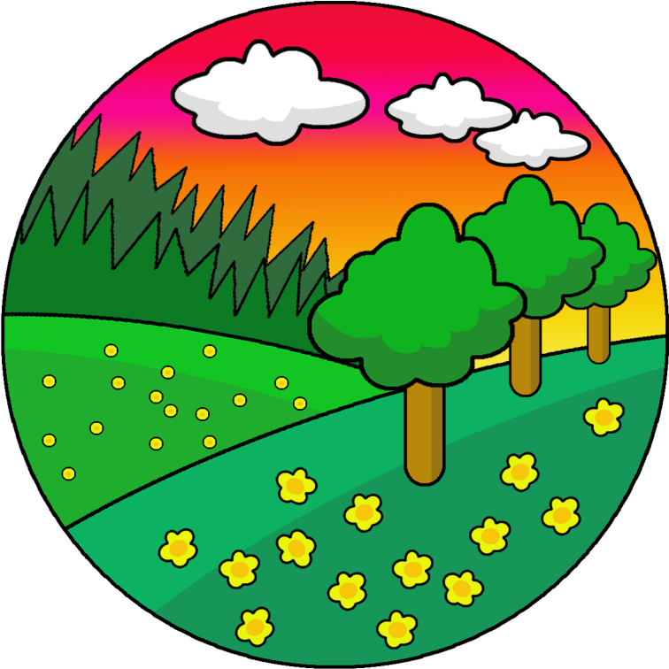 Colorful Cartoon Landscape Circle