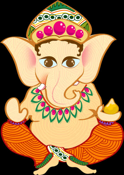 Colorful Cartoon Lord Ganesh