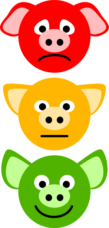 Colorful Cartoon Pigs Expressions