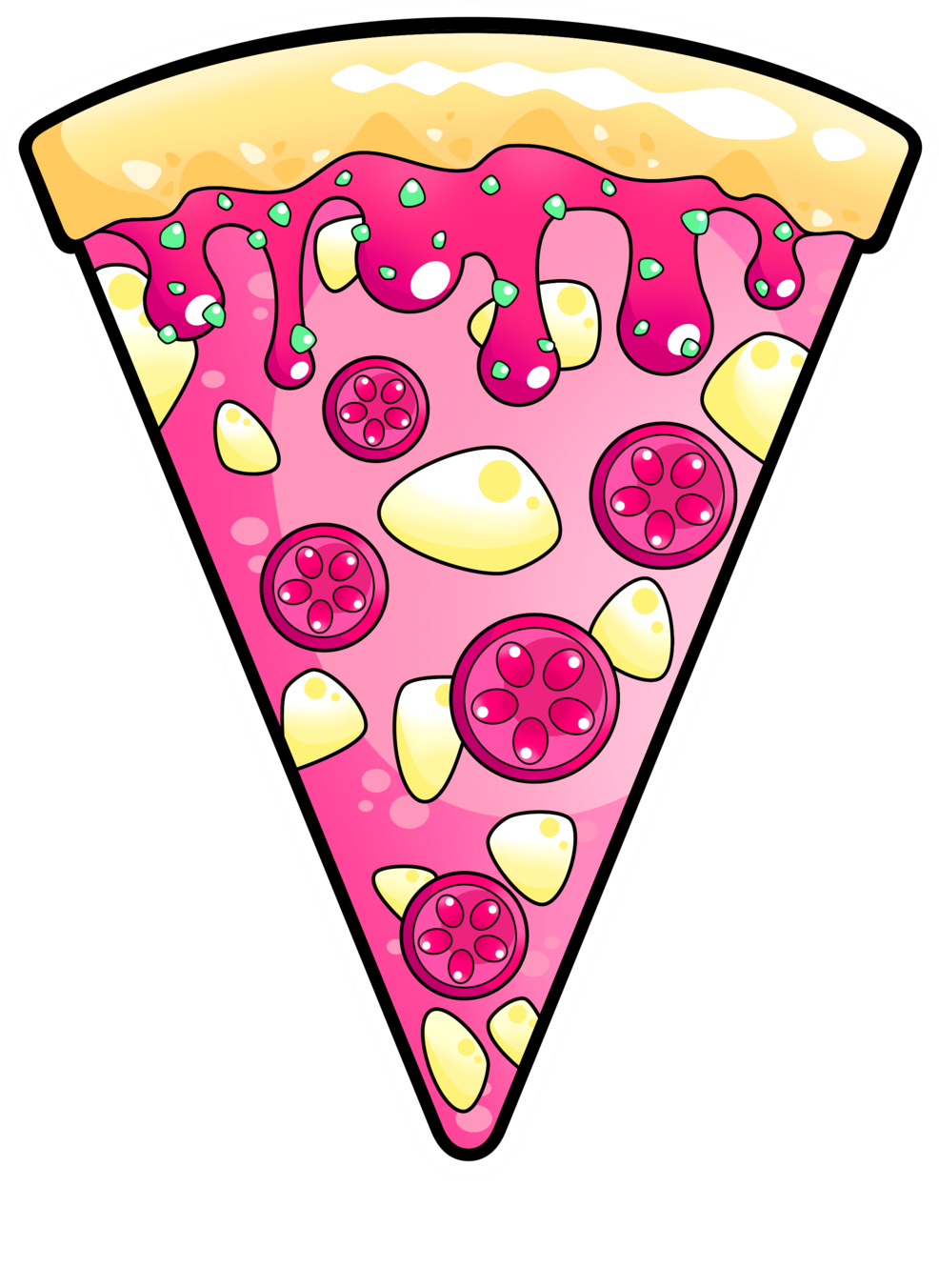 Colorful Cartoon Pizza Slice