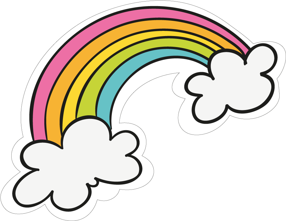 Colorful Cartoon Rainbowand Clouds