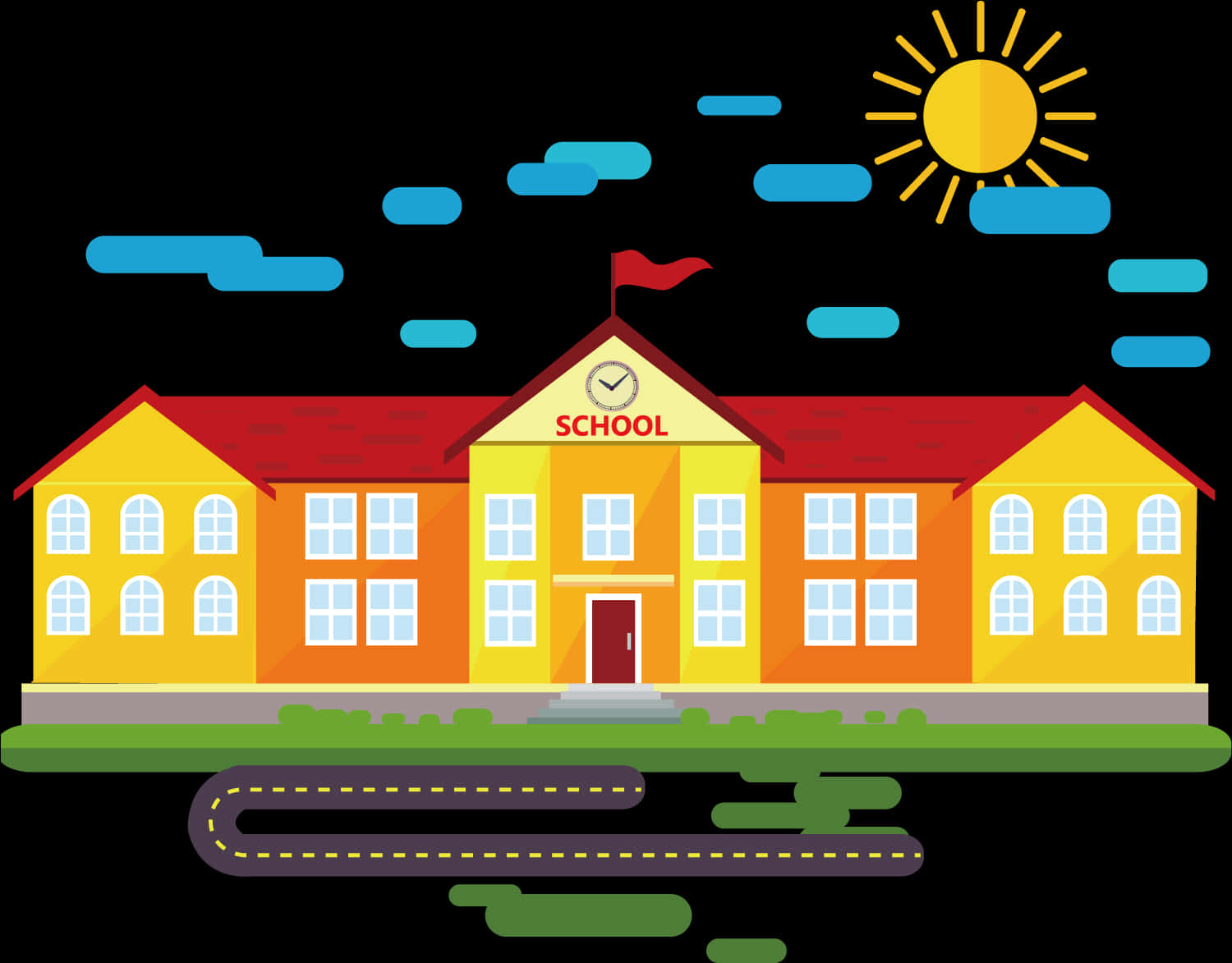 Colorful Cartoon School Building