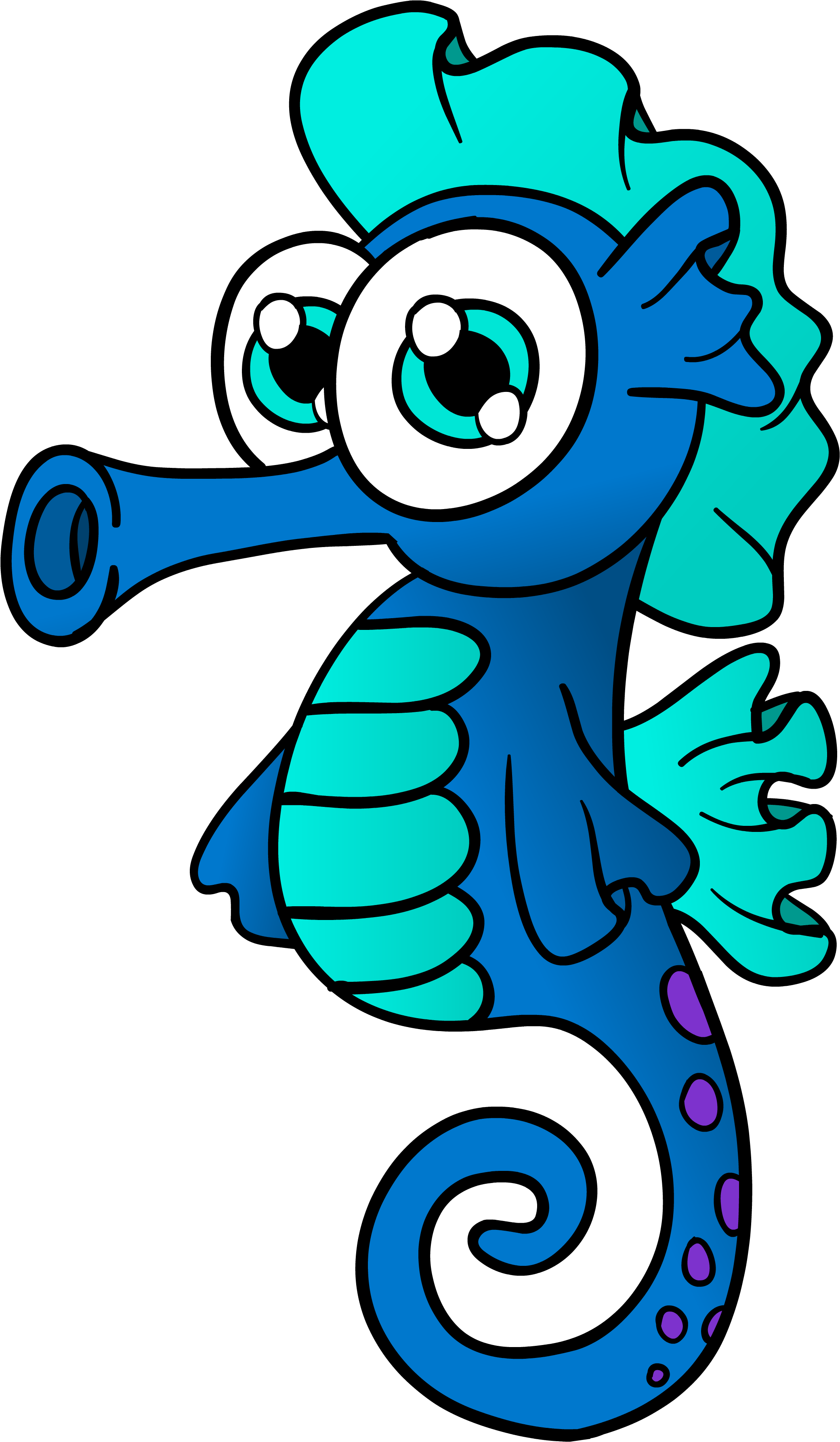 Colorful Cartoon Seahorse