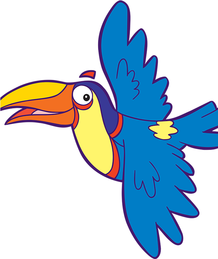 Colorful Cartoon Toucanin Flight