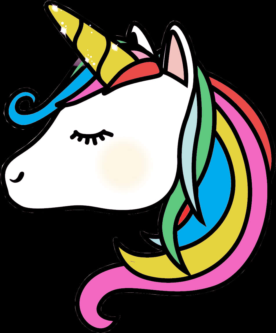 Colorful Cartoon Unicorn Head