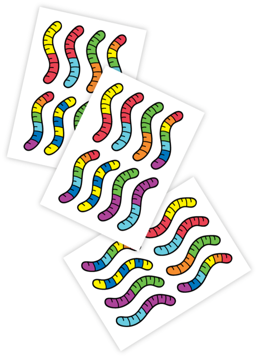 Colorful Cartoon Worms Playing Cards