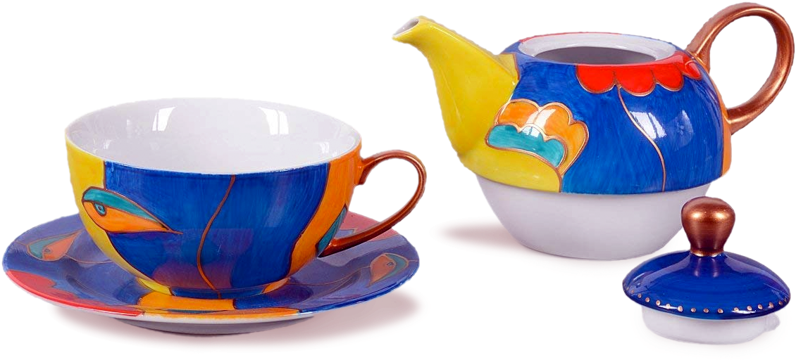 Colorful Ceramic Teacupand Teapot Set