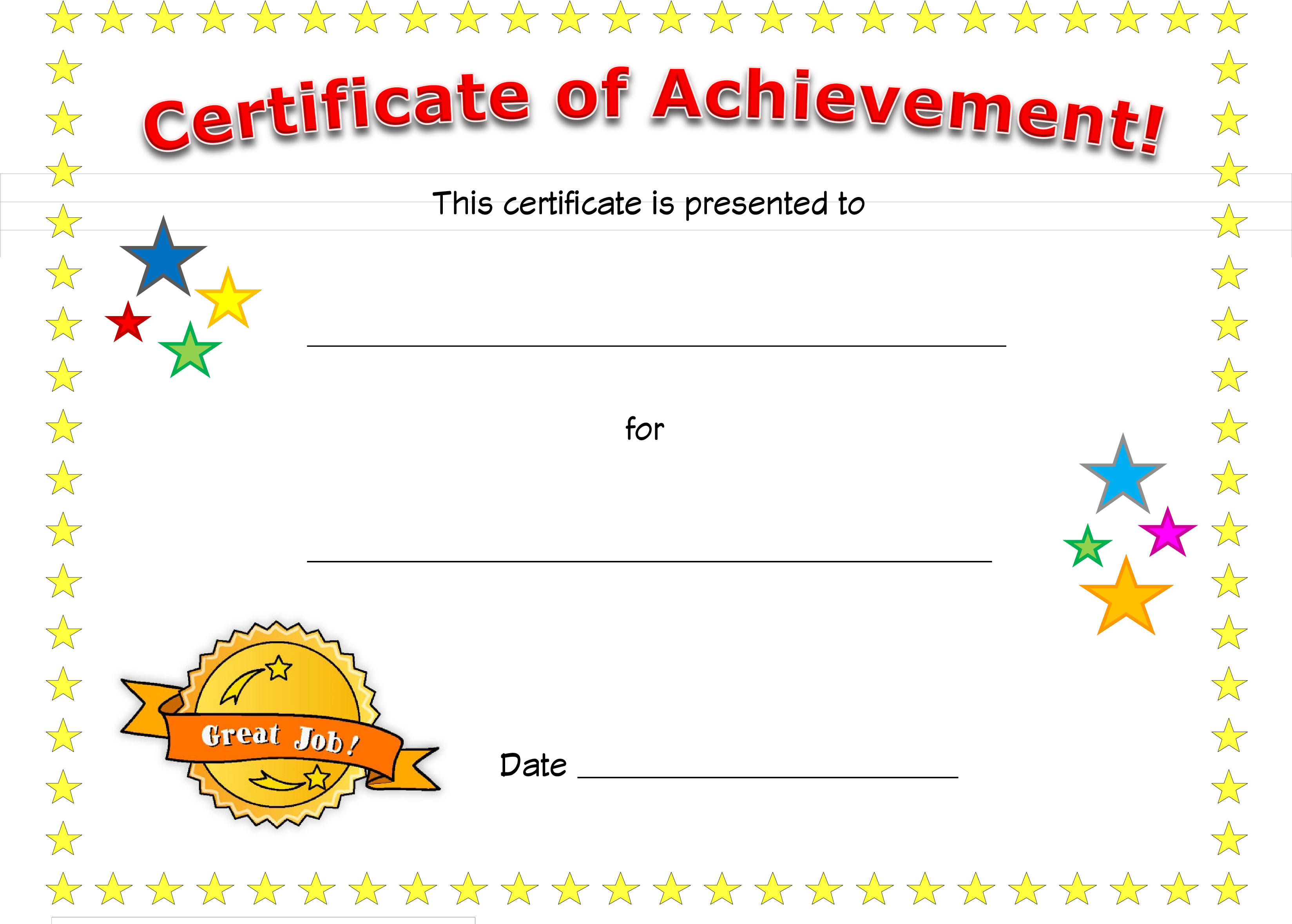 Colorful Certificateof Achievement Template