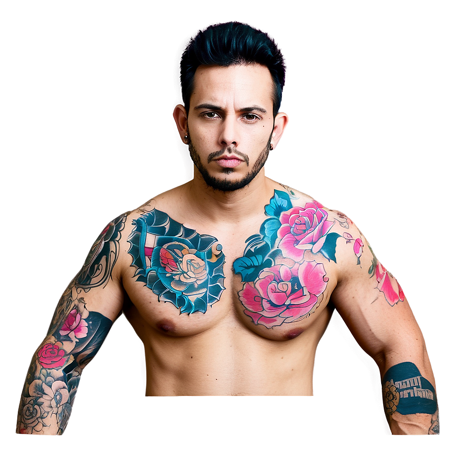 Colorful Chest Tattoo Images Png Iws13