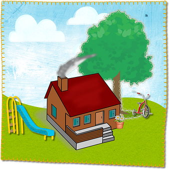 Colorful Childlike House Illustration