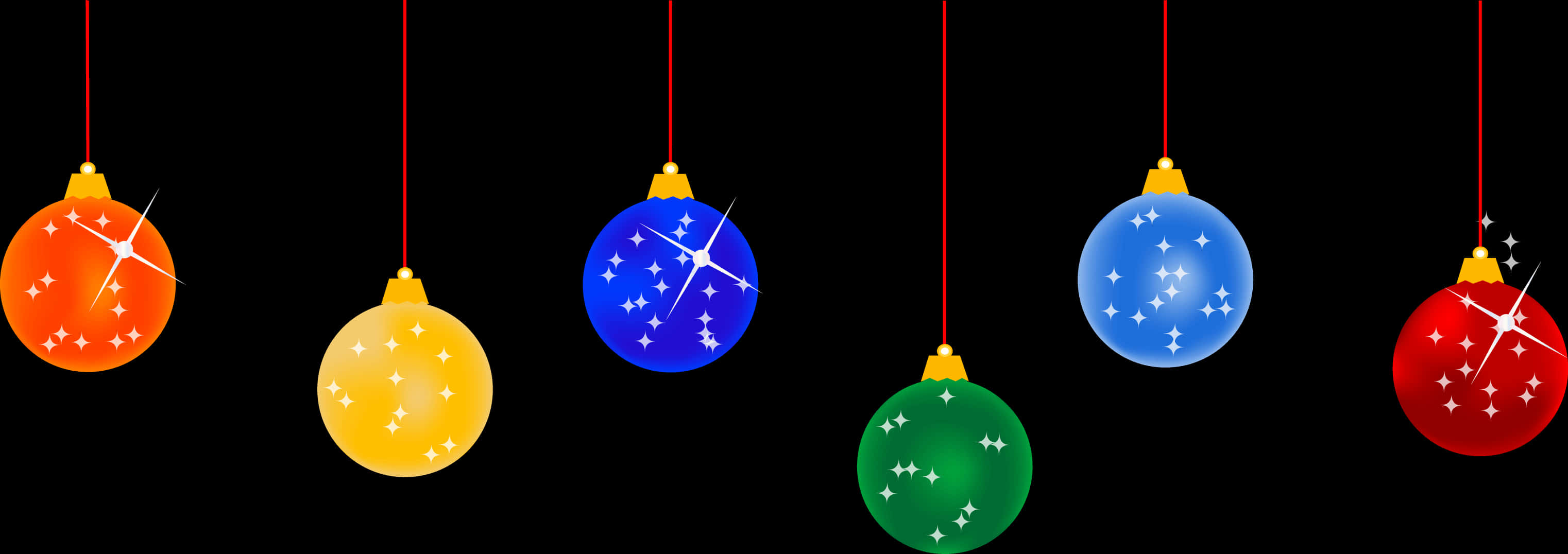 Colorful Christmas Baubleson Black Background