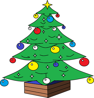 Colorful Christmas Tree Cartoon