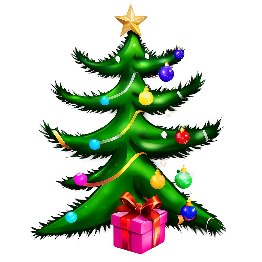 Colorful Christmas Tree Star Png 06282024