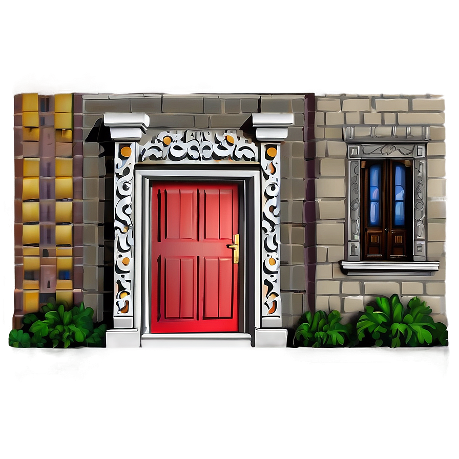 Colorful Closed Door Illustration Png 40