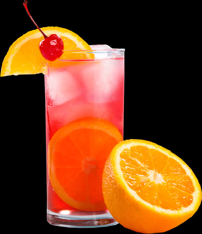 Colorful Cocktailwith Orangeand Cherry Garnish