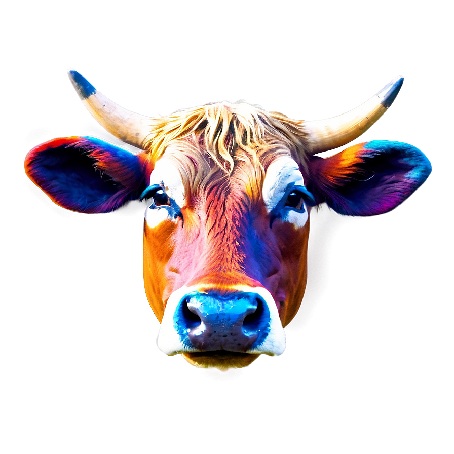 Colorful Cow Head Png 06212024