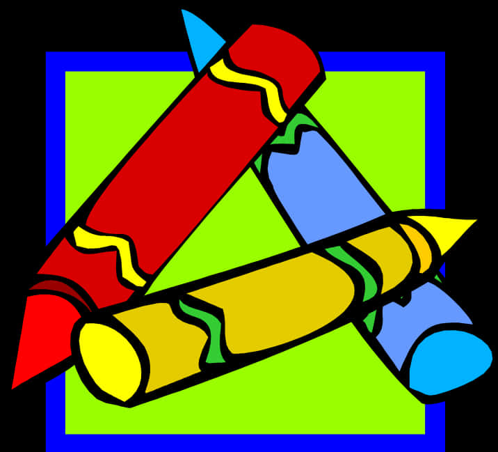 Colorful Crayons Crossed Graphic