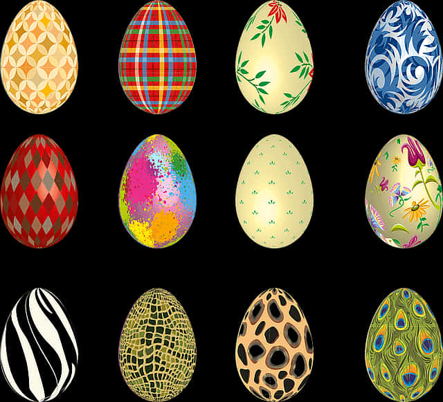 Colorful Decorated Easter Eggs Collection