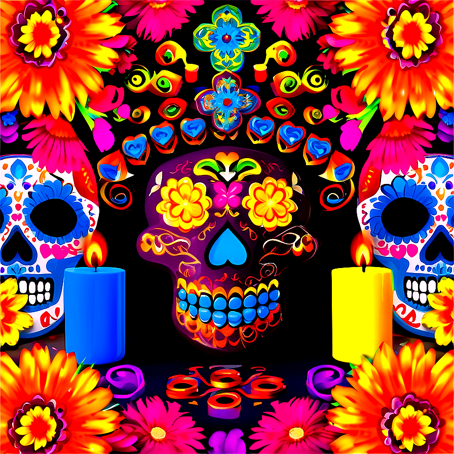 Colorful Dia De Los Muertos Altar Png Cid