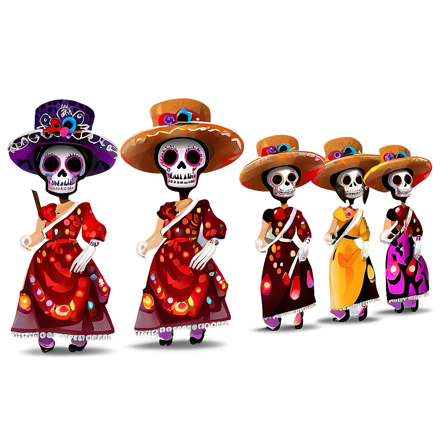 Colorful Dia De Los Muertos Procession Png 06112024