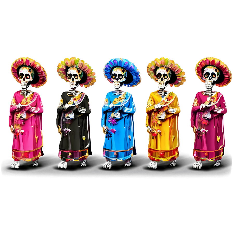 Colorful Dia De Los Muertos Procession Png 20