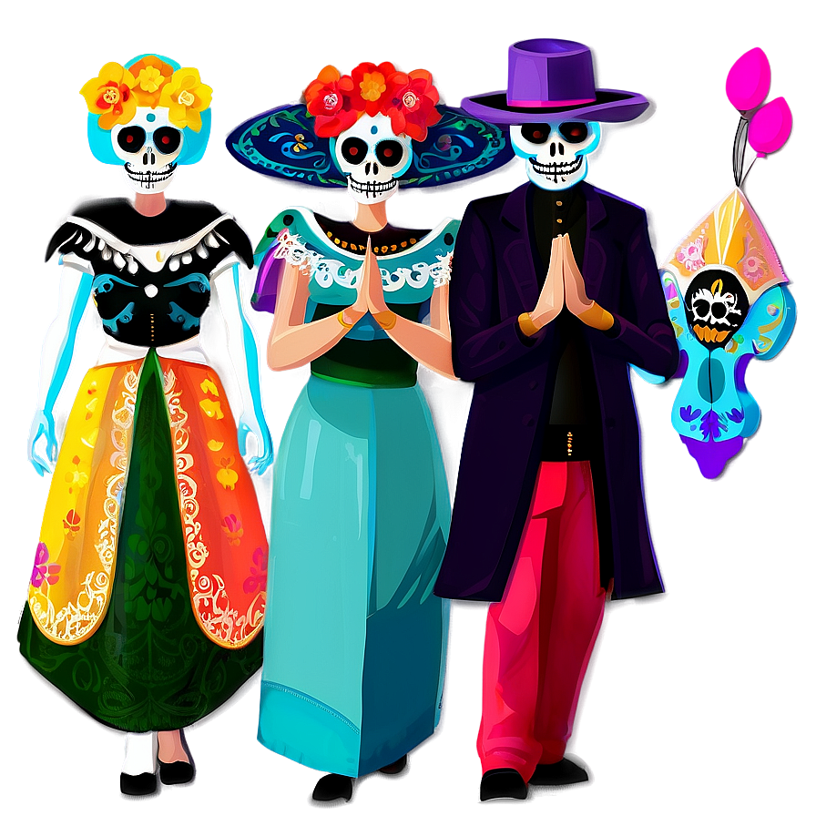 Colorful Dia De Los Muertos Procession Png Rlk64