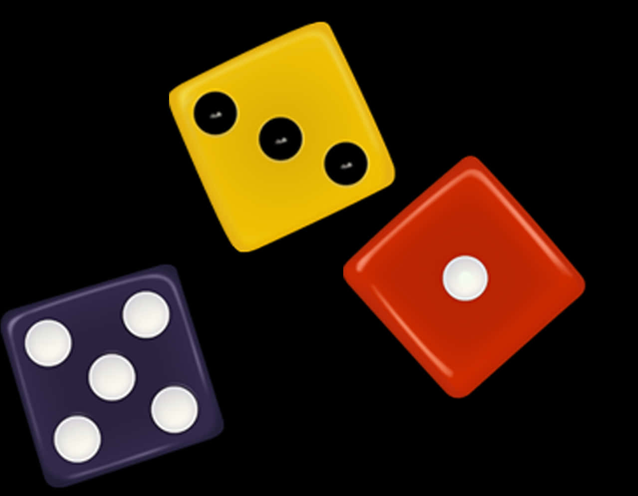 Colorful Dice Black Background