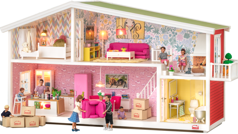 Colorful Dollhouse Interior Play Scene