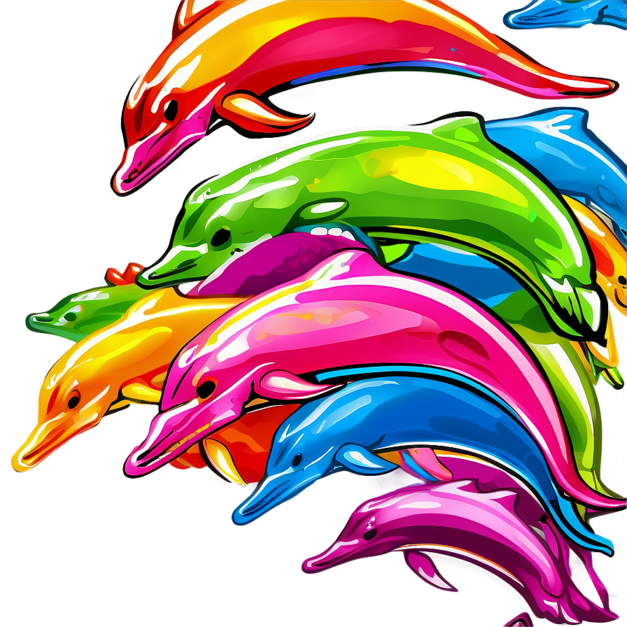 Colorful Dolphins Png Jei95