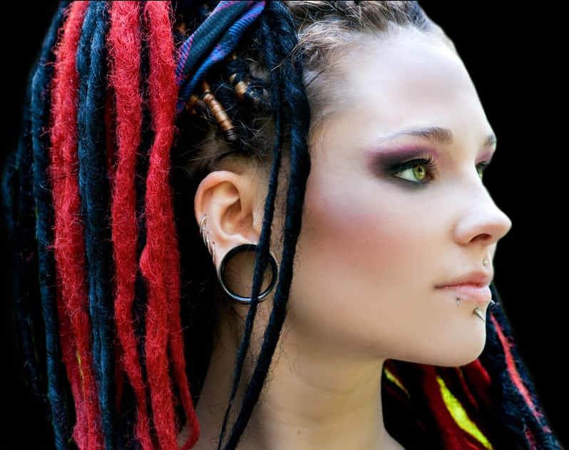 Colorful Dreadlocks Profile Portrait