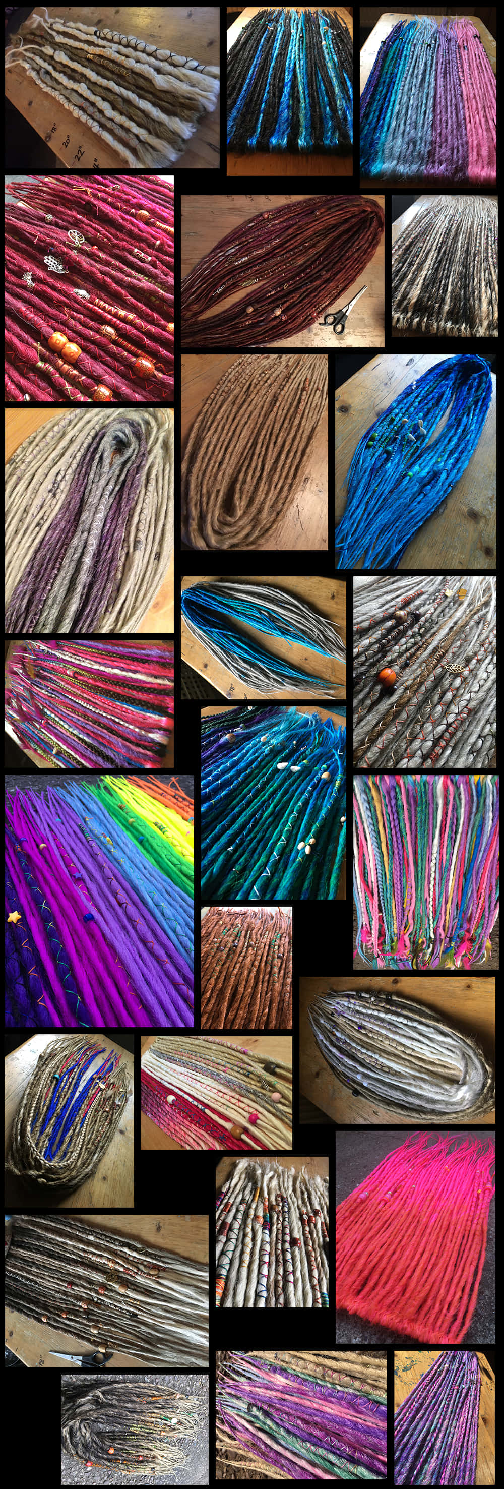 Colorful Dreadlocks Variety Collage