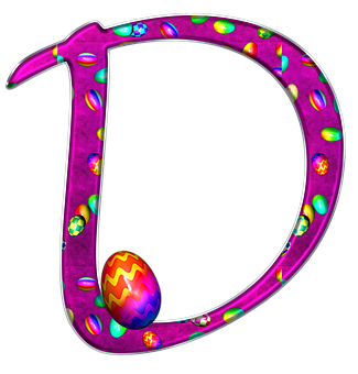 Colorful Easter Egg Letter D