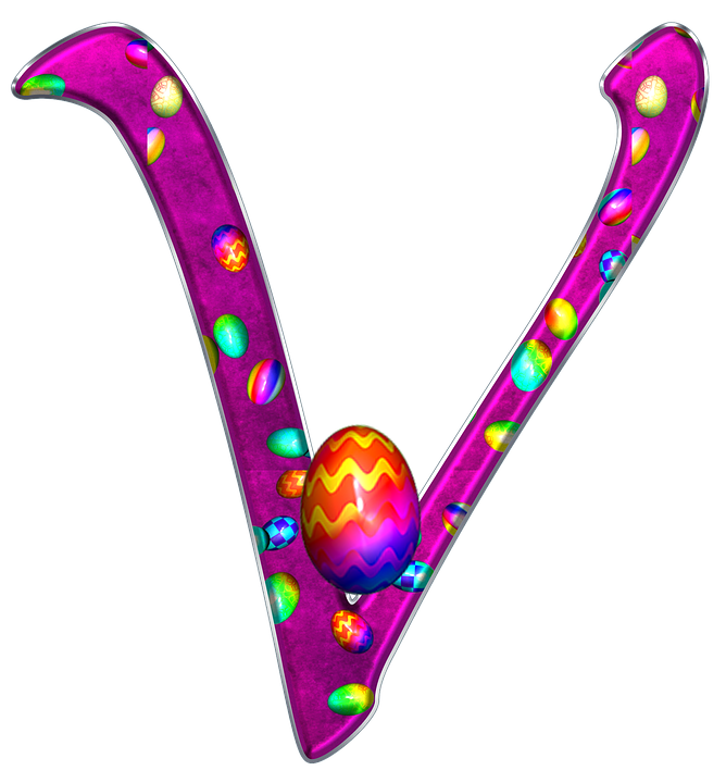 Colorful Easter Egg Letter V