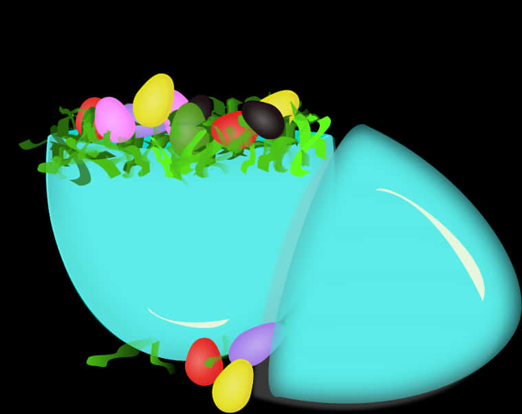 Colorful Easter Eggsin Blue Basket