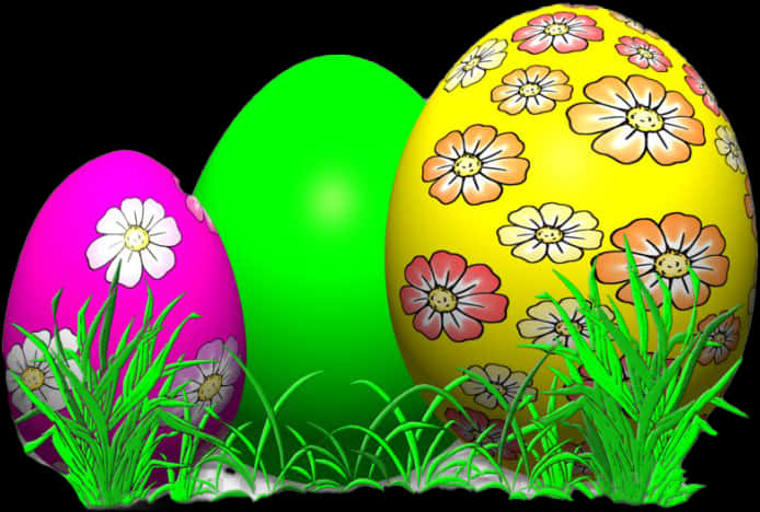 Colorful Easter Eggsin Grass