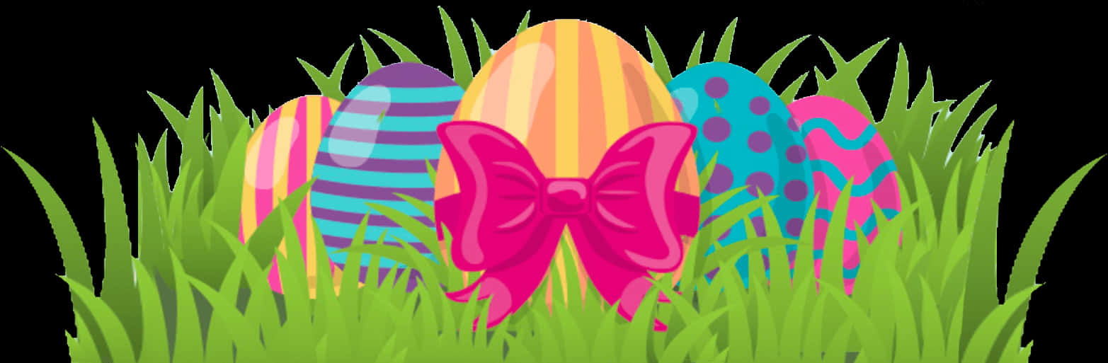 Colorful Easter Eggsin Grass