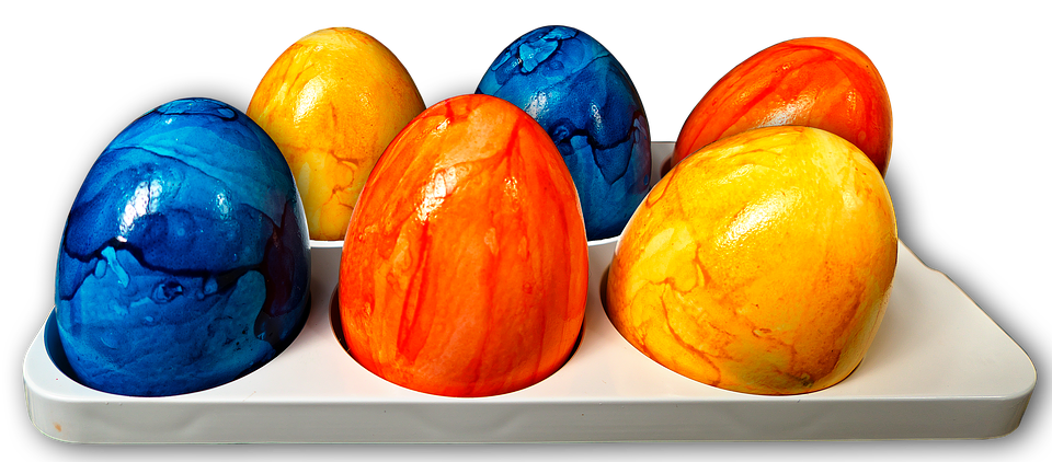 Colorful Easter Eggson Tray