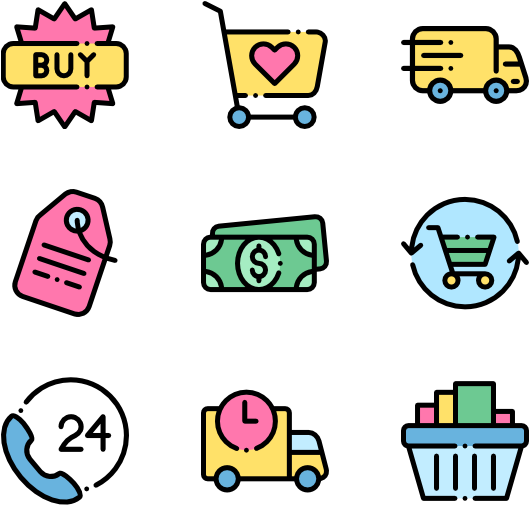 Colorful Ecommerce Icons Set