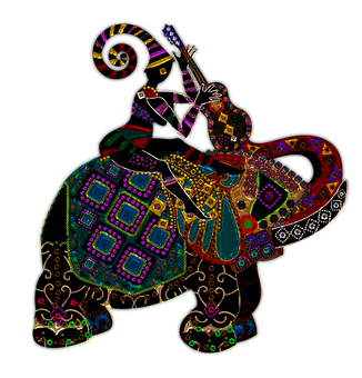 Colorful Elephantand Rider Artwork