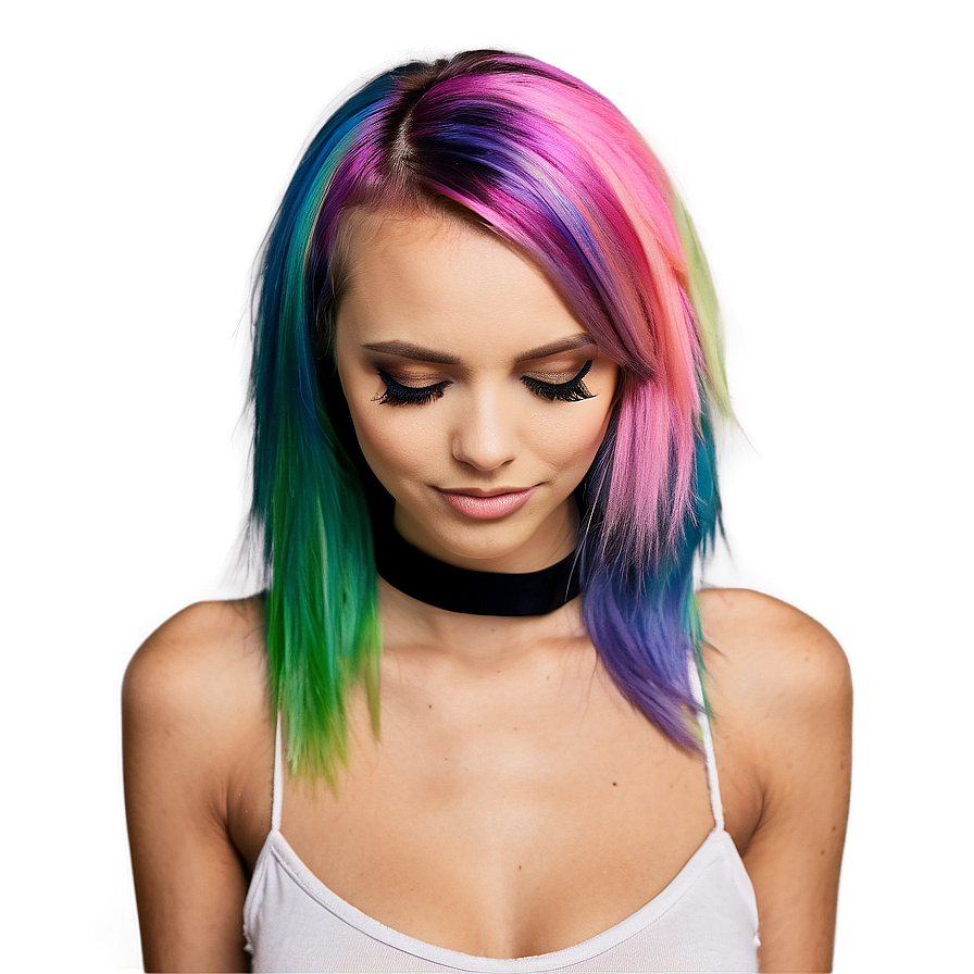 Colorful Emo Hair Design Png 6