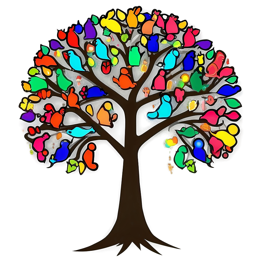 Colorful Family Reunion Tree Graphic Png Cni