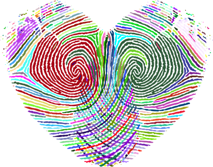 Colorful Fingerprint Heart Art