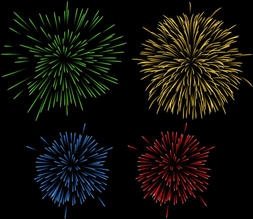 Colorful Fireworks Display Black Background